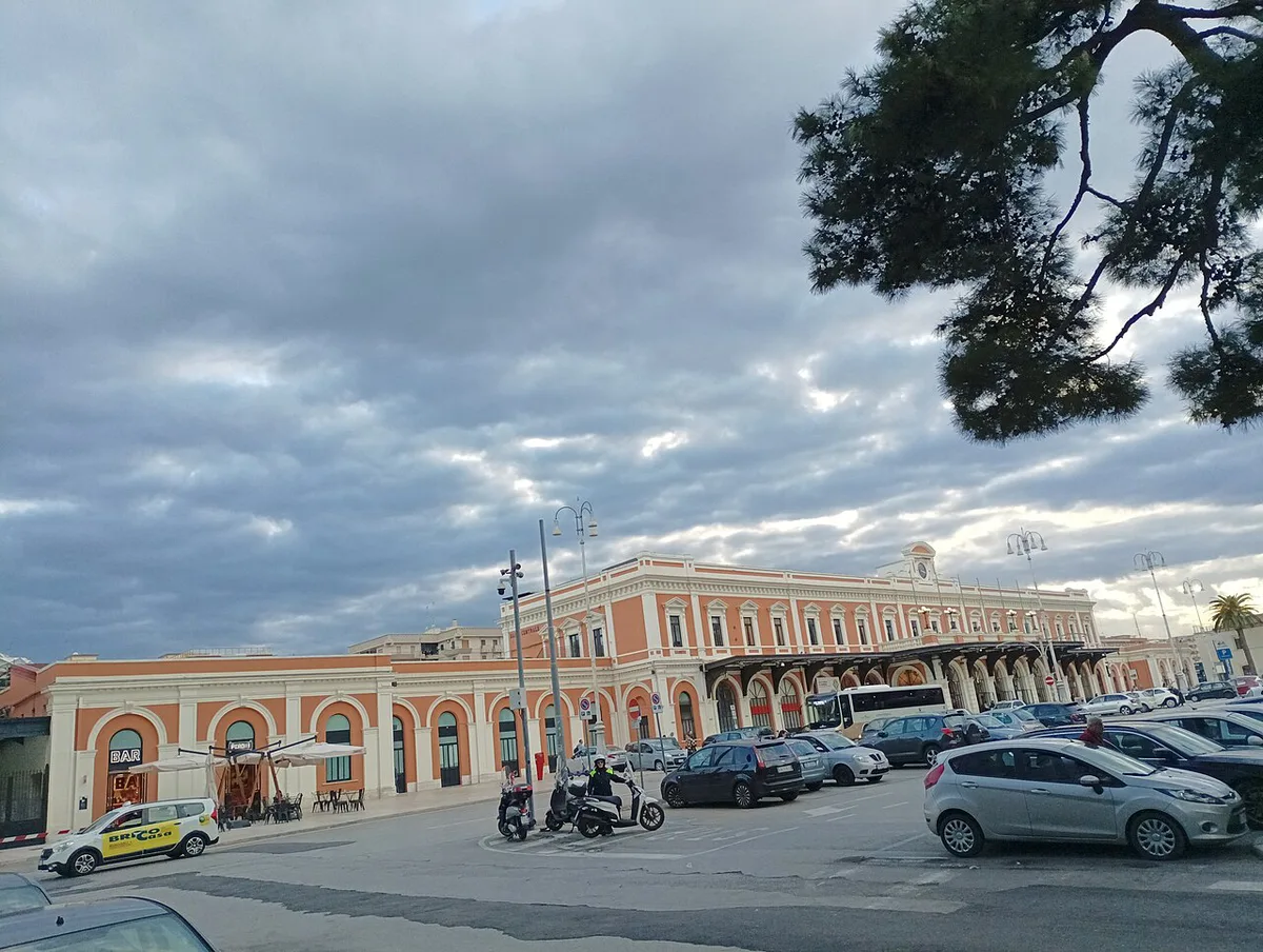 Exterior of Bari Centrale station where arrival scams cluster