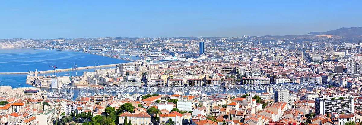 Marseille Vieux-Port with Notre-Dame de la Garde on the hill behind — 1