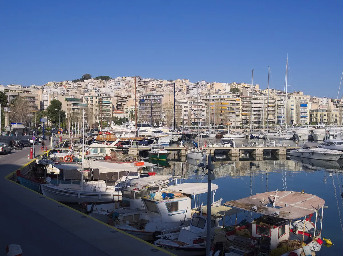 A walkable central street in Piraeus by day — 2